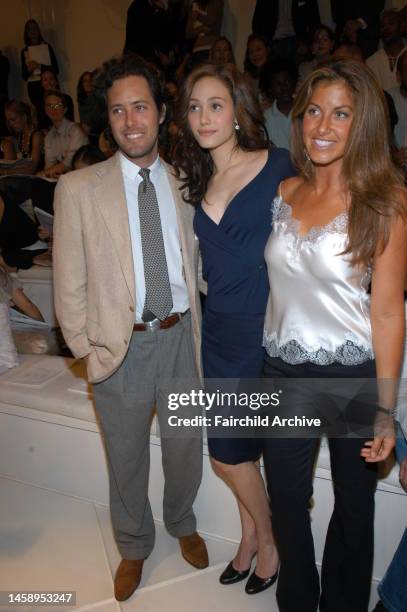 David Lauren, actress Emmy Rossum and Dylan Lauren front row at Ralph Lauren's spring 2005 show in New York.