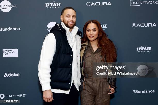 Stephen Curry and Ayesha Curry attend the 2023 Sundance Film Festival "Stephen Curry: Underrated" Premiere at Eccles Center Theatre on January 23,...