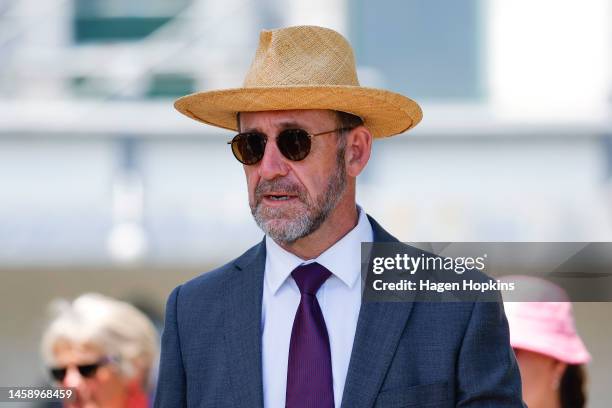 Minister Andrew Little looks on during Rātana Celebrations on January 24, 2023 in Whanganui, New Zealand. The 2023 Rātana Celebrations mark the last...