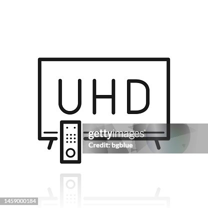 UHD TV. Icon with reflection on white background UHD TV. Icon with reflection on white background