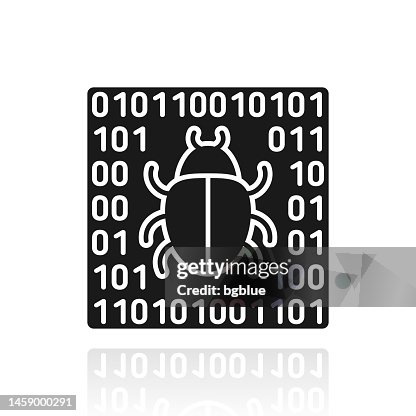 Bug in system. Icon with reflection on white background Bug in system. Icon with reflection on white background
