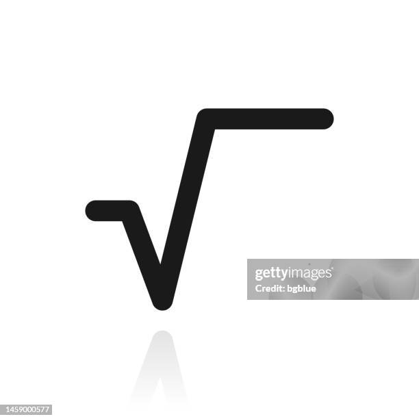 square root. icon with reflection on white background - square root stock illustrations