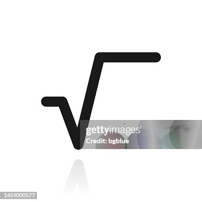 Square root. Icon with reflection on white background Square root. Icon with reflection on white background