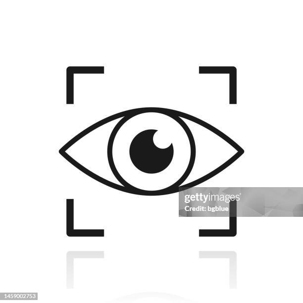 stockillustraties, clipart, cartoons en iconen met retinal scan. icon with reflection on white background - eye open