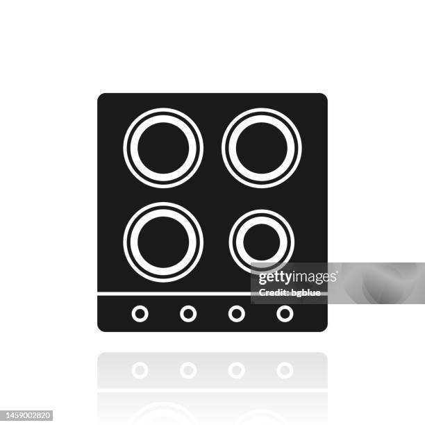 electric stove - top view. icon with reflection on white background - kitchen bench top stock illustrations