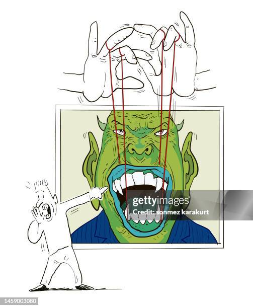 virtual demon and its rulers - virtual visit stock illustrations