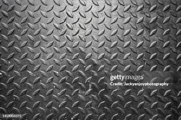 metal floor plate with diamond pattern texture for background - sheet metal background stock pictures, royalty-free photos & images