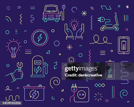 Line Icon Set & Pattern for Electricity Generation Line Icon Set & Pattern for Electricity Generation