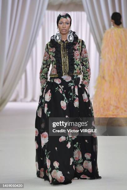 Model walks the runway during the Giambattista Valli Haute Couture Spring/Summer 2023 fashion show as part of the Paris Haute Couture Week on January...