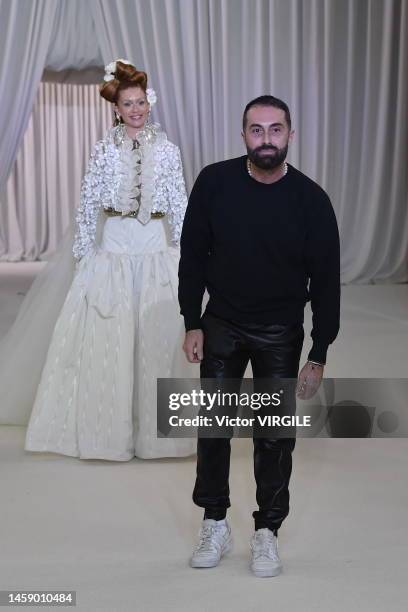 Fashion designer Giambattista Valli walks the runway during the Giambattista Valli Haute Couture Spring/Summer 2023 fashion show as part of the Paris...