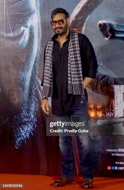 Ajay Devgan attends the teaser launch of film 'Bholaa' on January 24, 2023 in Mumbai, India