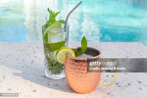 mojito and moscow mule - crushed leaves stock pictures, royalty-free photos & images