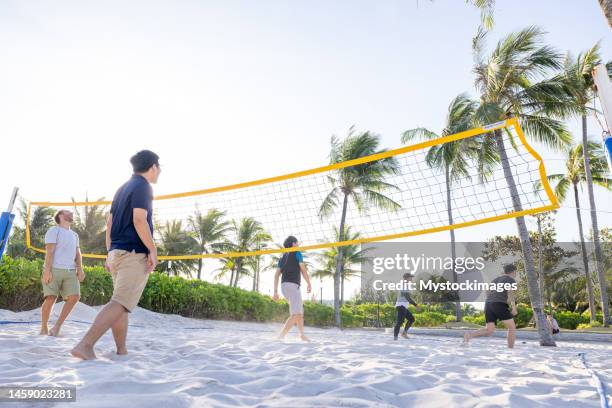 asiáticos del sudeste jugando voleibol de playa - volear fotografías e imágenes de stock