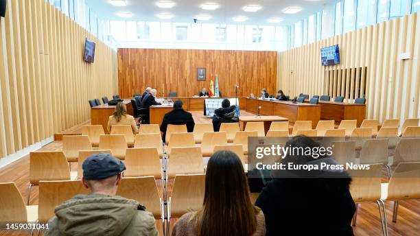 Several attendees during an oral hearing of the Criminal Court number 2, on the day that the macro trial room of the Cidade da Xustiza de Vigo opens...