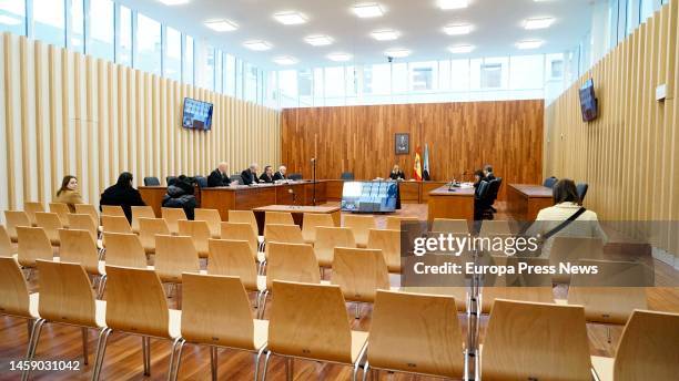 Several attendees during an oral hearing of the Criminal Court number 2, on the day that the macro trial room of the Cidade da Xustiza de Vigo opens...