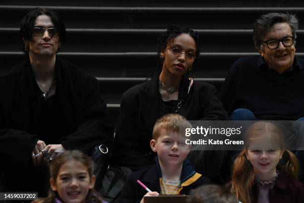 Jordan Hemingway, FKA Twigs and Mark Wallinger with schoolchildren at the launch of the "The Wild Escape" campaign at Natural History Museum on...