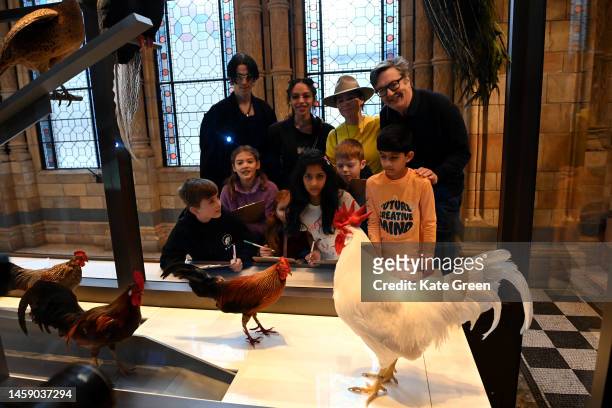 Jordan Hemingway, FKA Twigs, Es Devlin and Mark Wallinger pose for a photo with schoolchildren at the launch of the "The Wild Escape" campaign at...