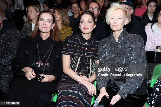 Carole Bouquet, Marion Cotillard and Tilda Swinton attend the Chanel Haute Couture Spring Summer 2023 show as part of Paris Fashion Week on January...
