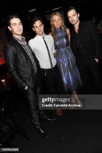 Chase Crawford, Penn Badgely, Blake Lively and Sebastian Stan attend the re-opening party for Chanel's Wooster street store.