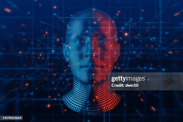 künstliche intelligenz oder machine learning konzept - gesichtserkennung stock-fotos und bilder