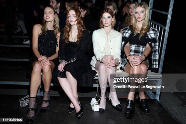 Angèle, Sadie Sink, Lucy Boynton, and Apple Martin attend the Chanel Haute Couture Spring Summer 2023 show as part of Paris Fashion Week on January...