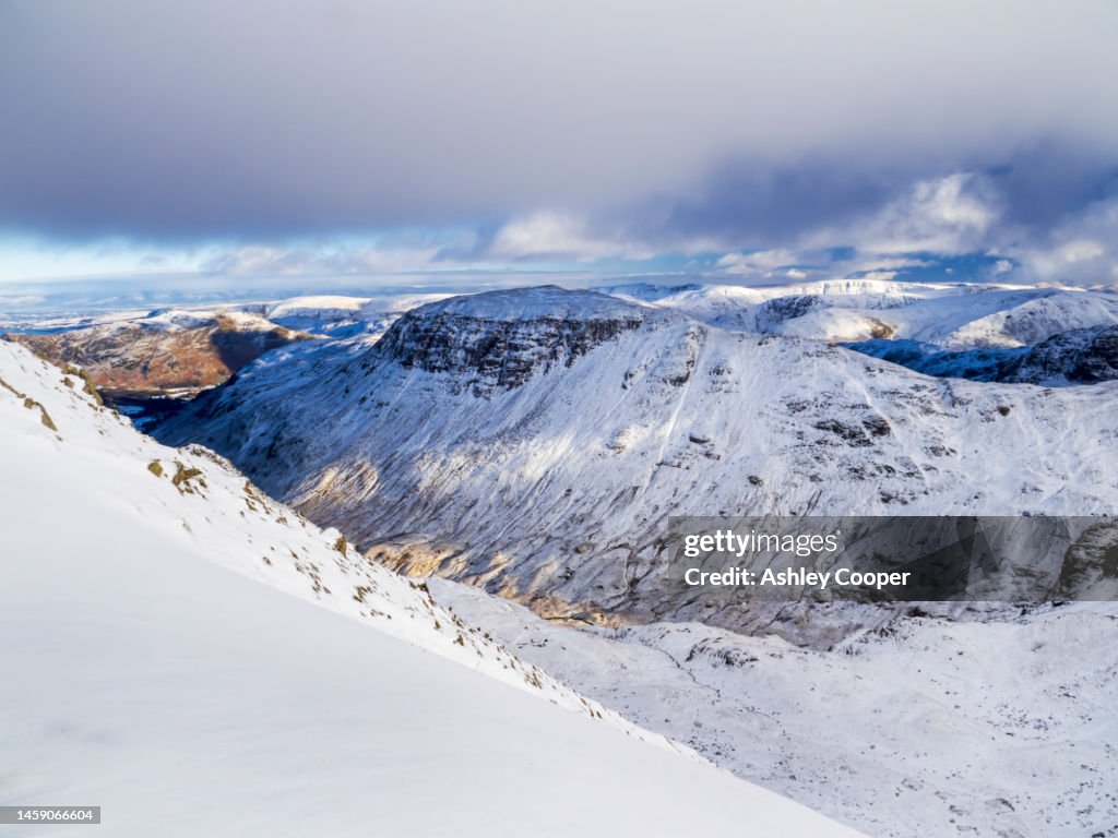 St Sunday Crag from Dollywagon Pike on the Helvellyn range, Lake District, UK.