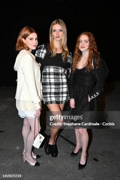 Lucy Boynton, Apple Martin and Sadie Sink attend the Chanel Haute Couture Spring Summer 2023 show as part of Paris Fashion Week on January 24, 2023...