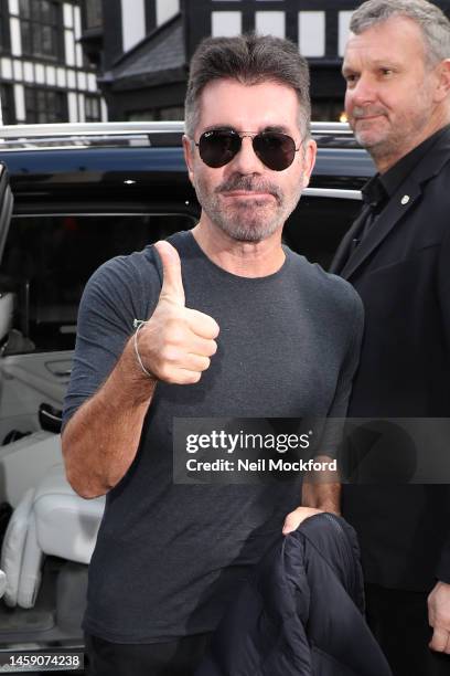 Simon Cowell seen arriving at Britain's Got Talent auditions at London Palladium on January 24, 2023 in London, England.