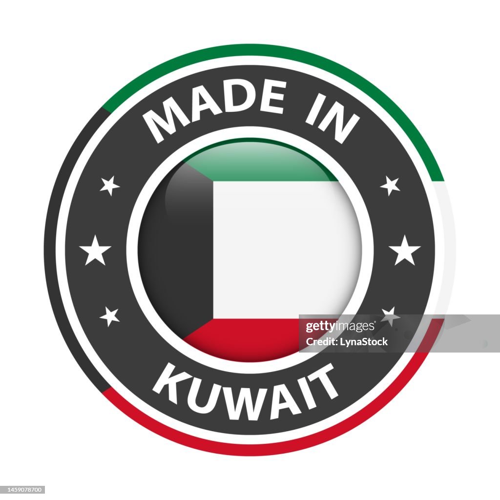 Made In Kuwait Badge Vector Sticker With Stars And National Flag Sign ...