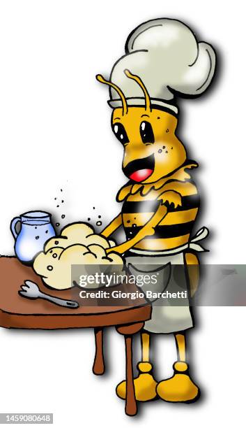 bee kneading bread - kneading bread stock illustrations