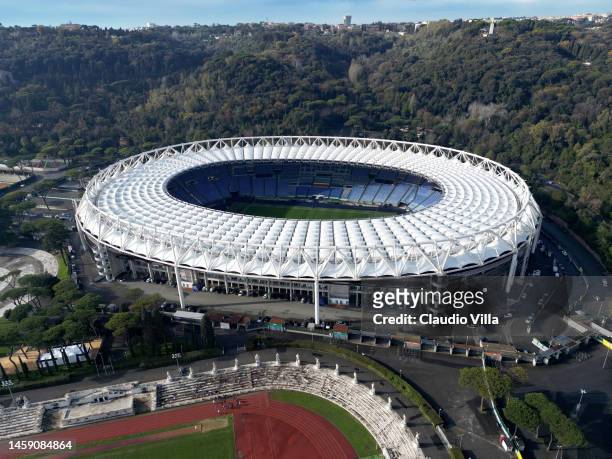 An aerial view of the "Olimpico" stadium on January 24, 2023 in Rome, Italy.