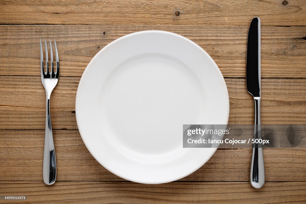 Directly above shot of empty plate on table,Romania