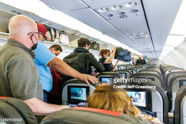 Bogota, Colombia, El Dorado International Airport, American Airlines AA913 Miami to Bogota Passengers disembarking.