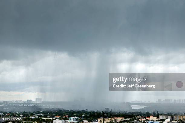 Miami Beach, Florida, North Shore Historic District, heavy rain, downpour moving through.