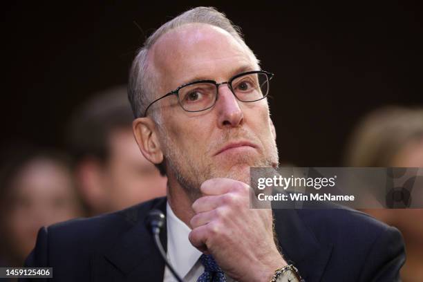 Joe Berchtold, president and CFO of Live Nation Entertainment, Inc., appears before the Senate Judiciary Committee during a hearing January 24, 2023...