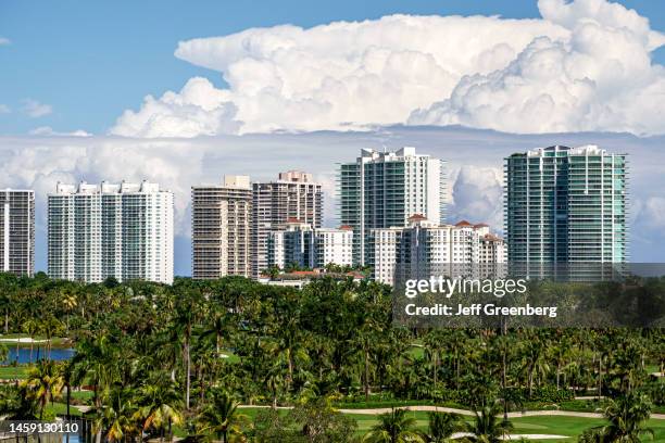 Aventura, Florida, Miami, high rise condominiums and residential apartment buildings.