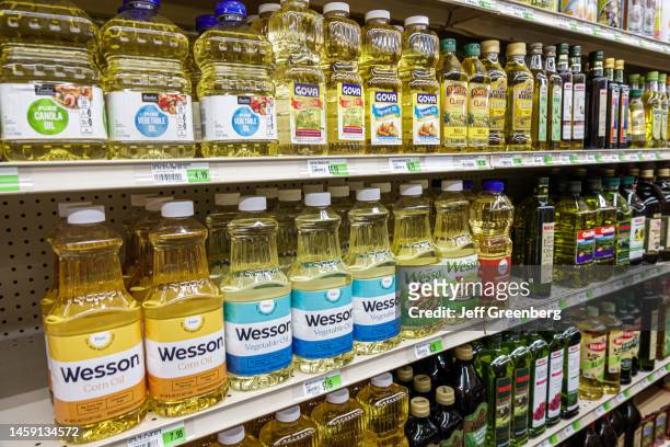 Miami Beach, Florida, Normandy Isle, Sabor Tropical Supermarket, cooking oil aisle, canola oil, vegetable oil, corn oil, Wesson, Goya.