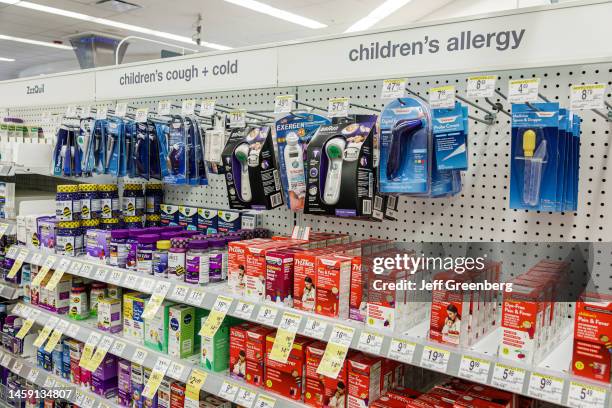 Miami Beach, Florida, Walgreens Pharmacy drugstore, OTC, over the counter children's cough cold allergy medicine.
