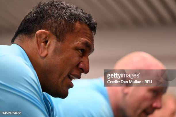 Mako Vunipola of England trains during a gym session at Twickenham Stadium on January 24, 2023 in London, England.