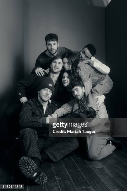 Ben Platt, Nick Lieberman, Molly Gordon, Owen Thiele, Patti Harrison, Jimmy Tatro and Noah Galvin of ‘Theater Camp’ are photographed for Los Angeles...