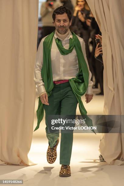 French fashion designer Alexis Mabille walks the runway during the Alexis Mabille Haute Couture Spring/Summer 2023 fashion show as part of the Paris...