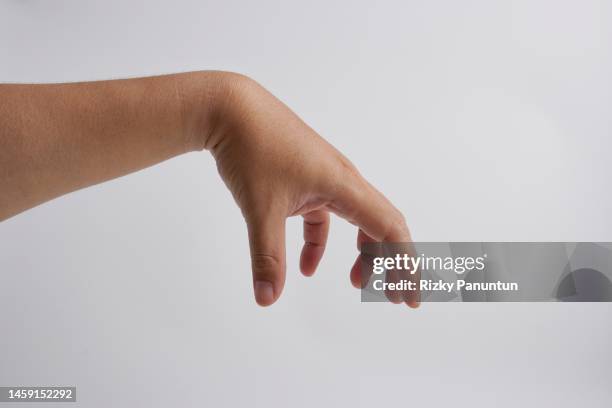 hand isolated on white background , hold or catch. - attraper photos et images de collection