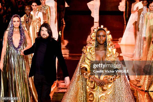 Fashion designer Stephane Rolland walks the runway during the Stephane Rolland Haute Couture Spring/Summer 2023 fashion show as part of the Paris...