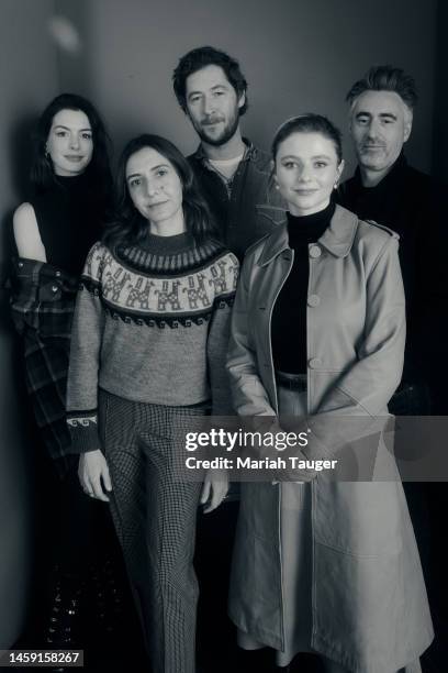 Anne Hathaway, Ottessa Moshfegh, Luke Geobel, Thomasin McKenzie and William Oldroyd of ‘Eileen’ are is photographed for Los Angeles Times at the Los...