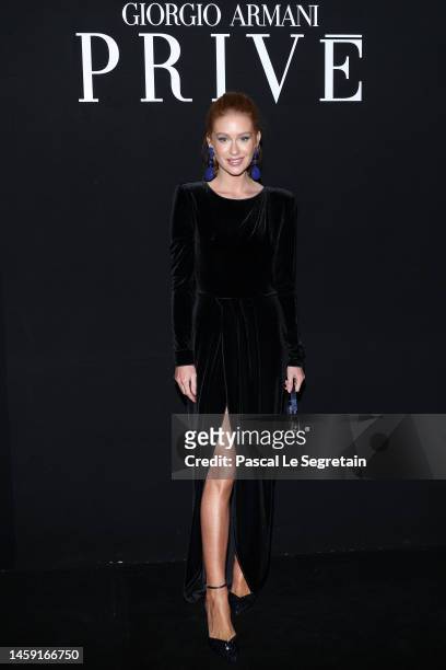 Marina Ruy Barbosa attends the Giorgio Armani Prive Haute Couture Spring Summer 2023 show as part of Paris Fashion Week on January 24, 2023 in Paris,...