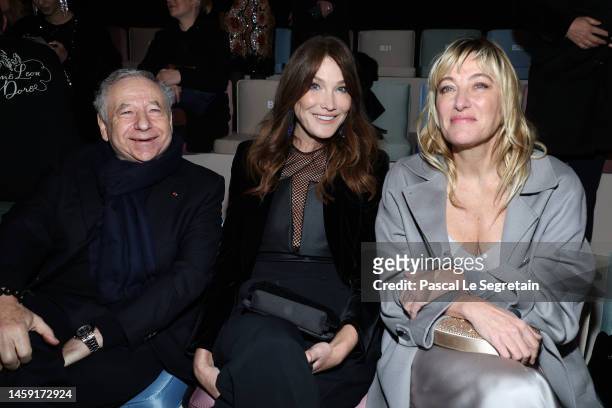 Jean Todt, Carla Bruni and Valeria Bruni Tedeschi attend the Giorgio Armani Prive Haute Couture Spring Summer 2023 show as part of Paris Fashion Week...