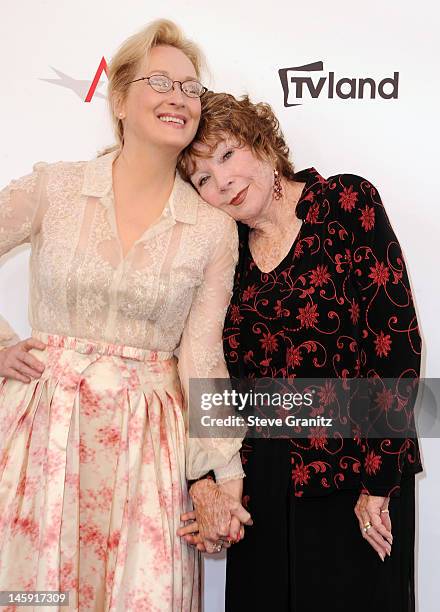 Actress Meryl Streep and Honoree Shirley MacLaine arrive at the 40th AFI Life Achievement Award honoring Shirley MacLaine held at Sony Pictures...