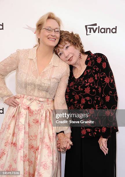 Actress Meryl Streep and Honoree Shirley MacLaine arrive at the 40th AFI Life Achievement Award honoring Shirley MacLaine held at Sony Pictures...