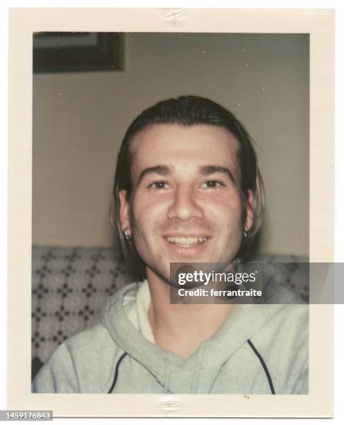 instant transfer young man portrait - film photo border stock pictures, royalty-free photos & images