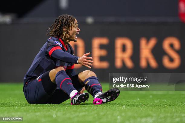 Xavi Simons of PSV during the Dutch Eredivisie match between FC Emmen and PSV at De Oude Meerdijk on January 24, 2023 in Emmen, Netherlands